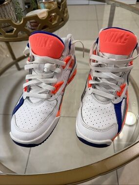 Nike Kids White Neon Orange & Blue High-Top Sneakers